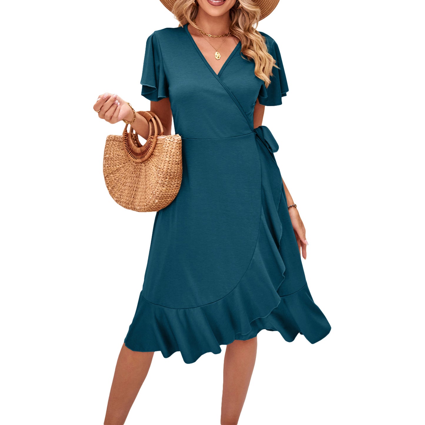 V-Neck Wrap Dress