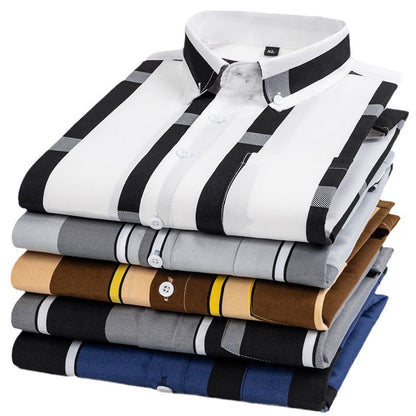 Men's Casual Long Sleeve Wide Striped Shirt