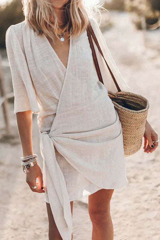 V-Neck Linen Dress