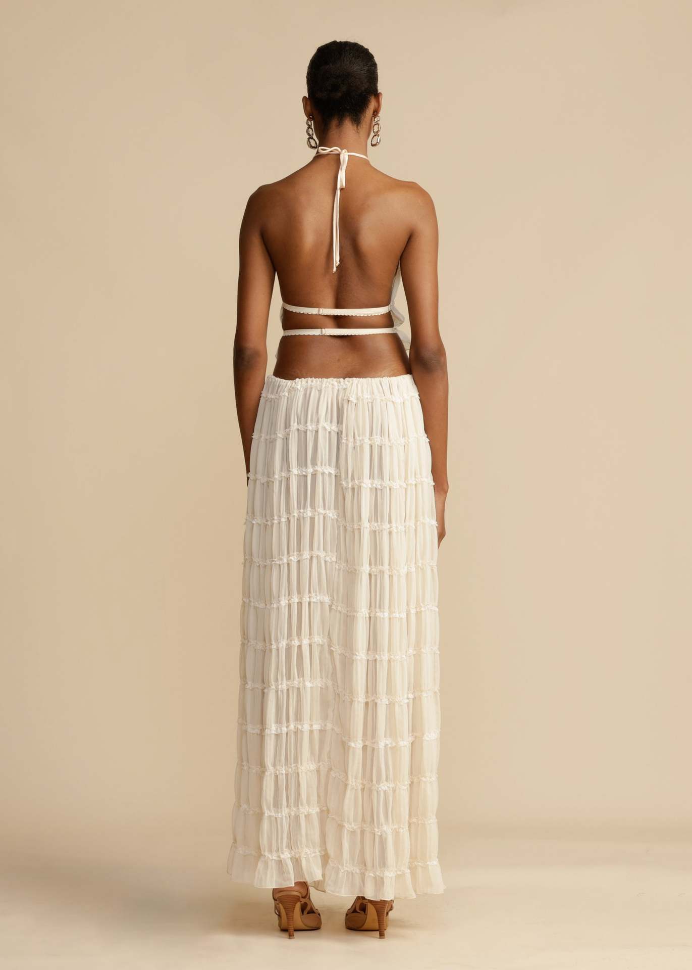 Backless Halter Top and Maxi Skirt Set