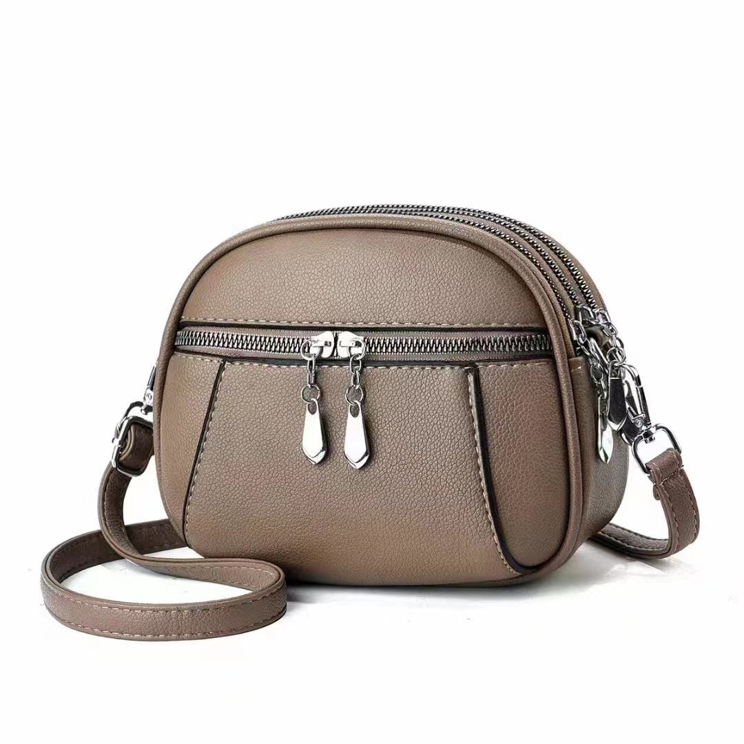 Solid Color Small Round Bag Fashion Multi-pocket Large Capacity Shoulder Crossbody Bags For Women Handbags