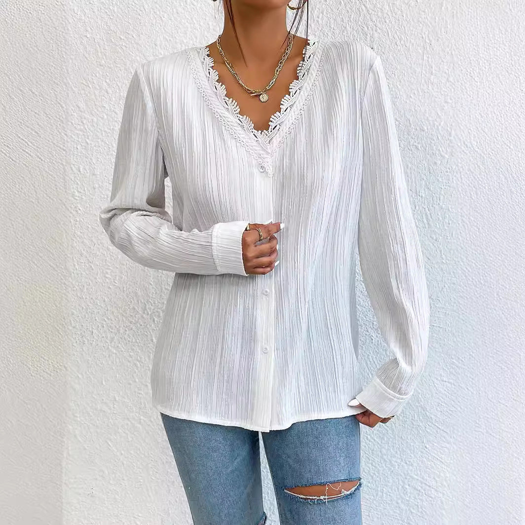 Textured Long Sleeve Blouse