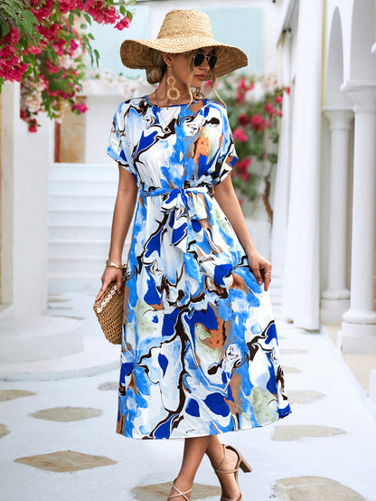 Pattern Midi Wrap Dress