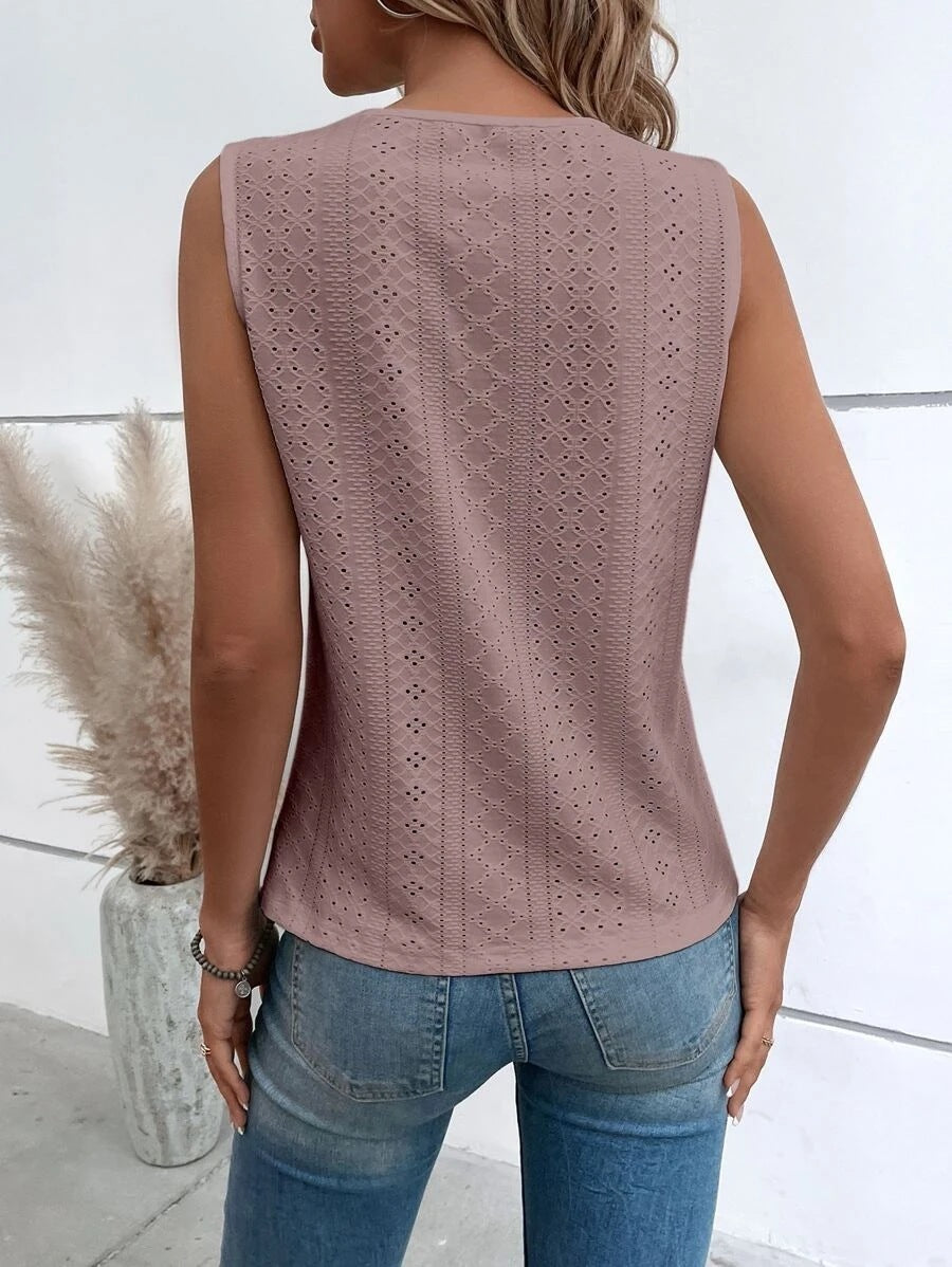 Textured V-Neck Sleeveless Top