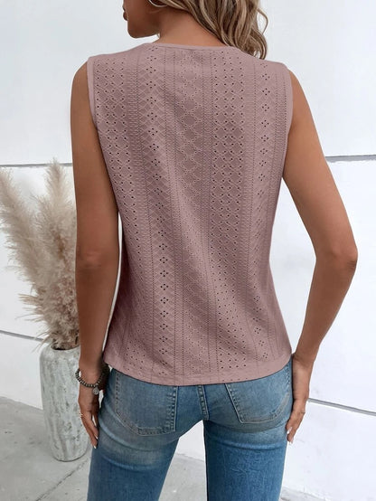 Textured V-Neck Sleeveless Top