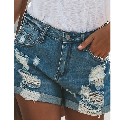 Distressed Denim Shorts