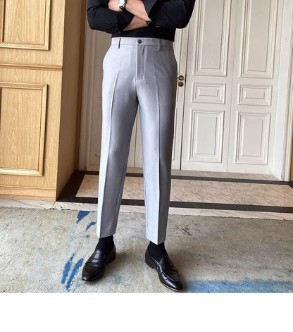 Trendy Tapered Men's Trendy Suit Pants Casual