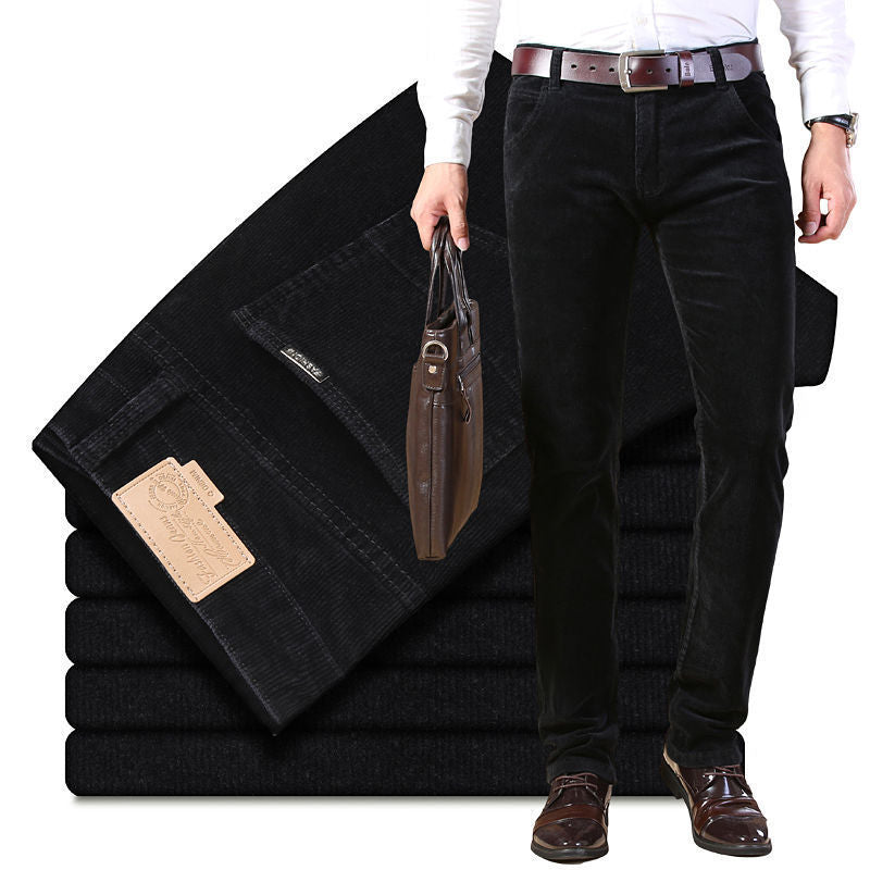 Stretch Casual Pants Men's Corduroy Loose Warm Outer Pants Corduroy Men's Straight