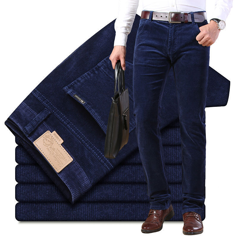 Stretch Casual Pants Men's Corduroy Loose Warm Outer Pants Corduroy Men's Straight