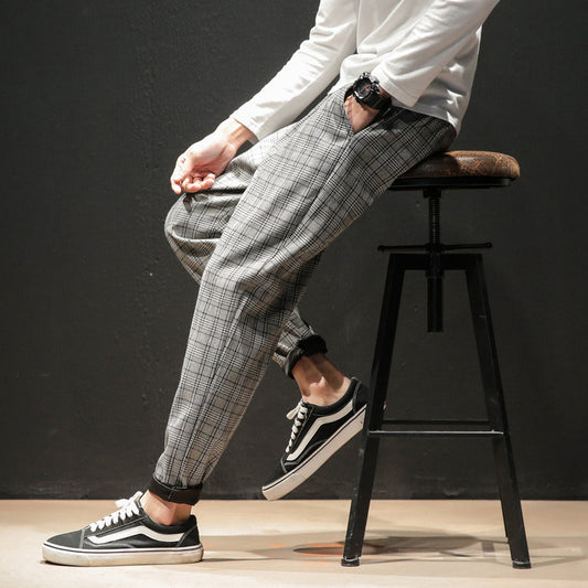 Black Wall Plaid Pants Lovers Casual Pants 5-Color