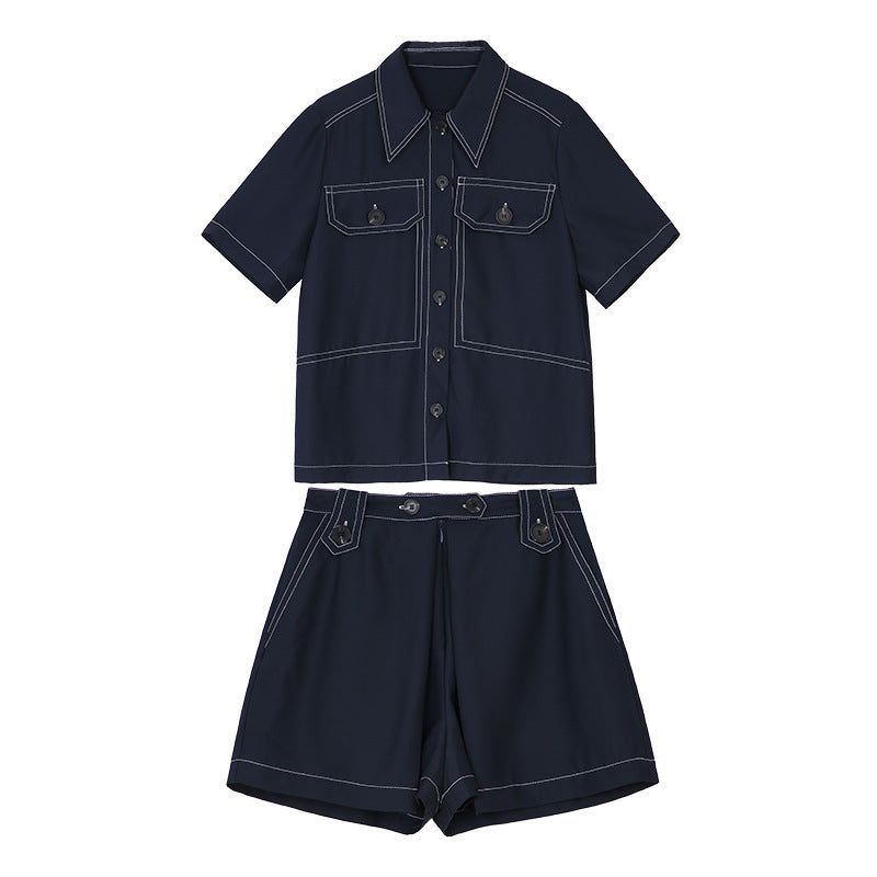 French Short Sleeve Shorts Set