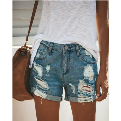 Distressed Denim Shorts