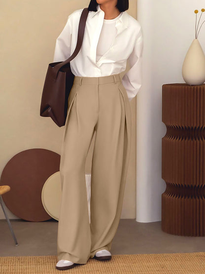 Pleated Wide Leg Trousers