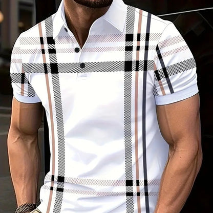 Business Plaid Slim Fit Polo Shirt