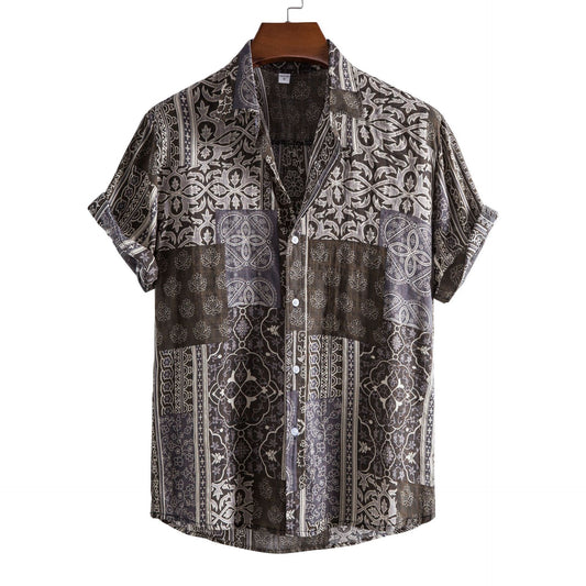 European-size Floral Casual Short-sleeved Shirt