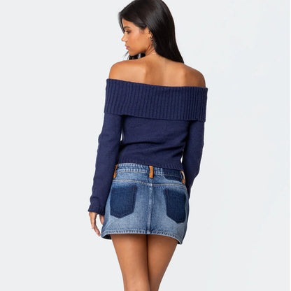 Women's Knitted Top Off-shoulder