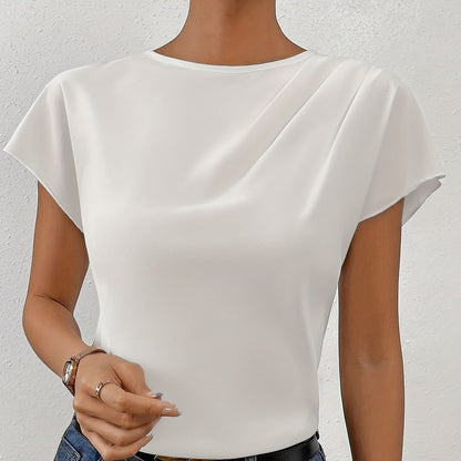 Pleated Basic White Top