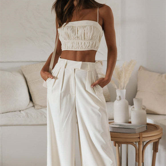 Ruffle Crop Top and Pants Set