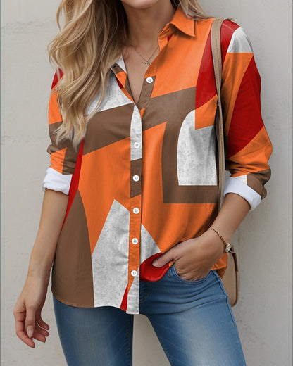 Geometric Print Button Down Top