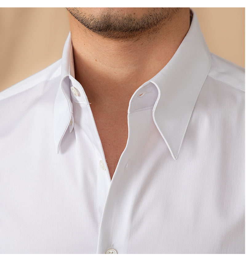 Men White Long Sleeve Shirt Slim Fit Business