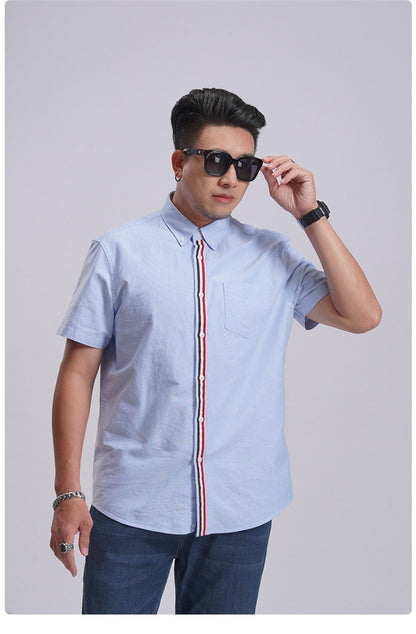 Men's Oxford Contrast Color Casual Striped Shirt