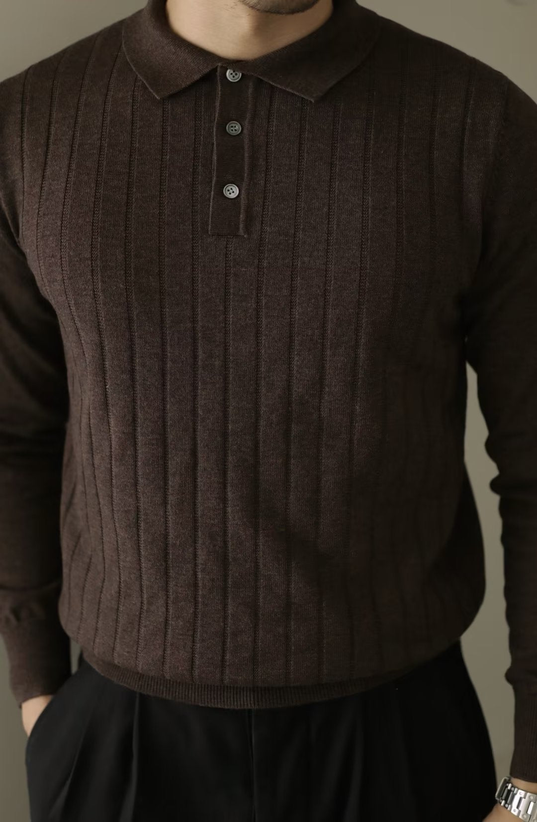 Long Sleeve Polo Shirt Casual Sweater