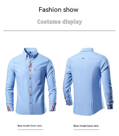 Men's Casual Fashion Slim Fit Lapel Long Sleeve Shirt