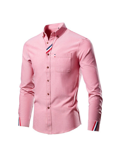 Men's Casual Fashion Slim Fit Lapel Long Sleeve Shirt