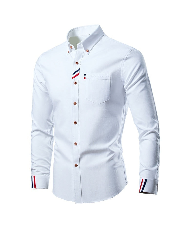 Men's Casual Fashion Slim Fit Lapel Long Sleeve Shirt