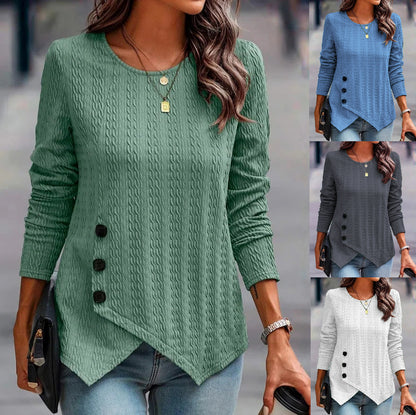 Overlap Asymmetrical Long Sleeve Top