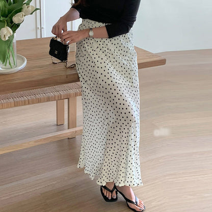 Polka Dot Pleated Maxi Skirt