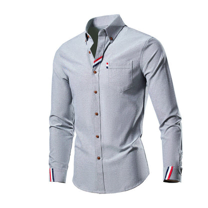 Men's Casual Fashion Slim Fit Lapel Long Sleeve Shirt