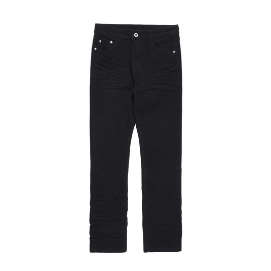 Solid Color Denim Straight-leg Pants