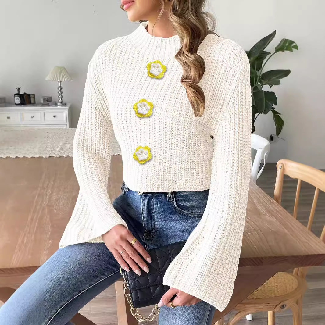 Flower Cropped Sweater