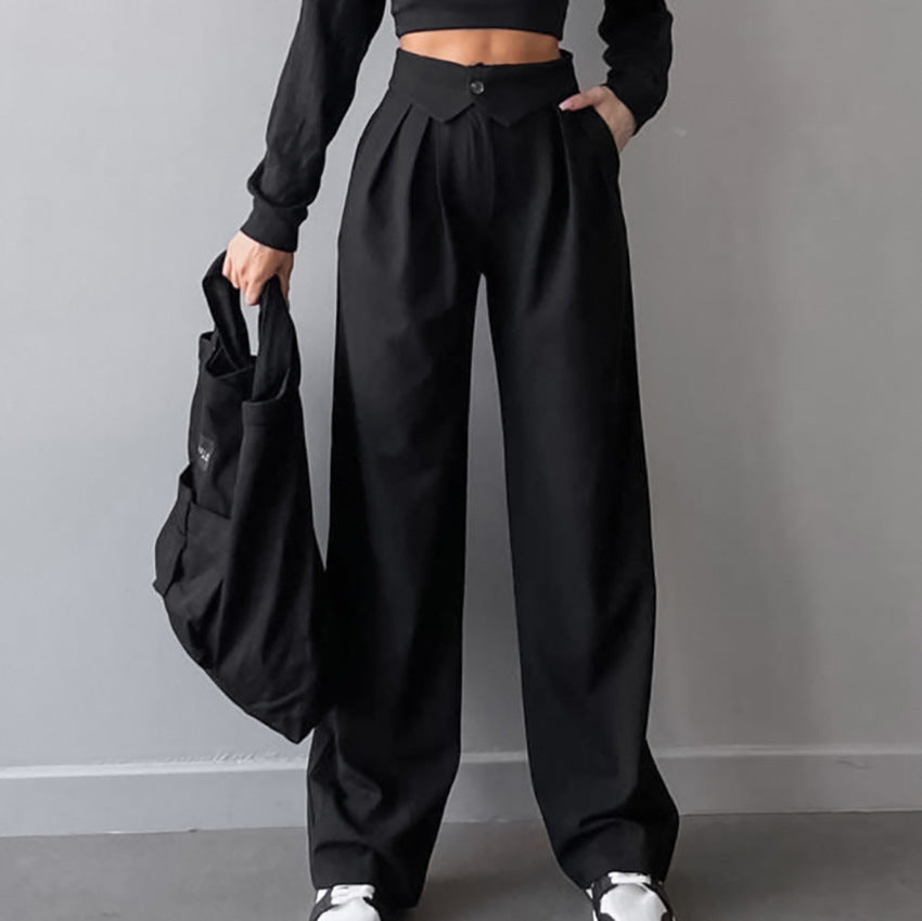 Folded Button Waist Pants