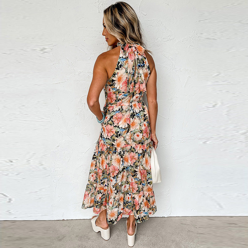 High Neck Floral Maxi Dress