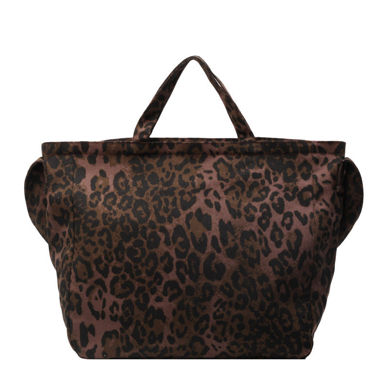 Canvas Commuter Idle Style Bag Leopard Print Women's Fashion Handbag