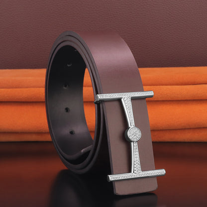 Men's Leather Smooth Buckle Simple Youth Belt