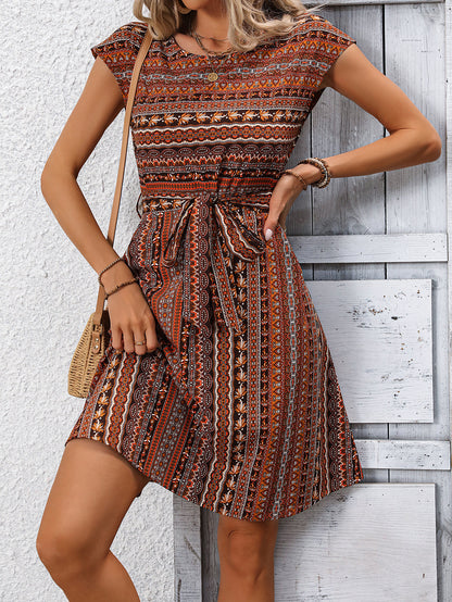 Boho Waist Belt Mini Dress