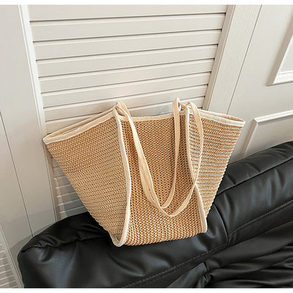 Women's Retro Vacation Style Straw Woven Large Capacity Bag