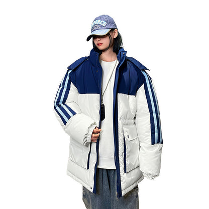 Cotton-padded Coat Large Striped Style