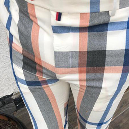 Casual plaid print tight pants