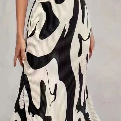 Abstract Print Midi Skirt