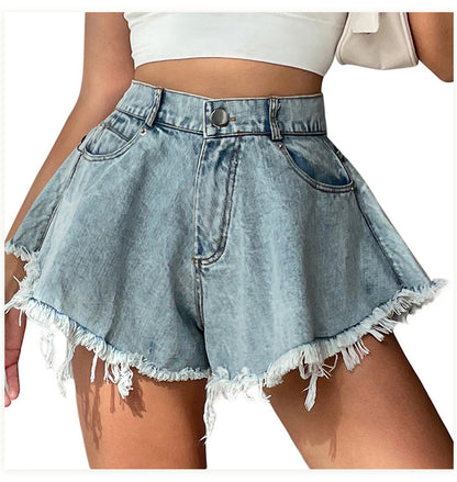 Fringe Denim Shorts