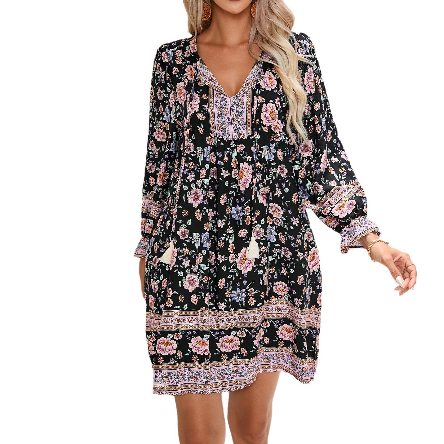 Long Sleeve Flower Dress