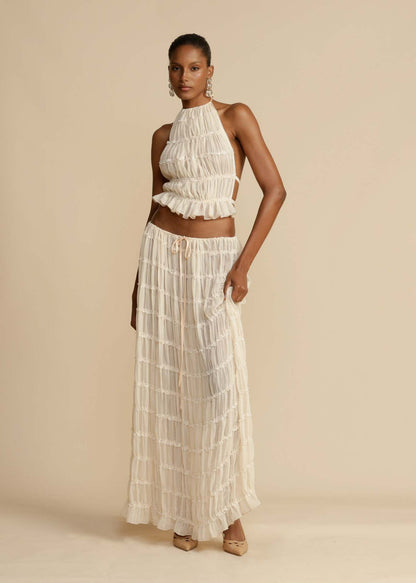 Backless Halter Top and Maxi Skirt Set