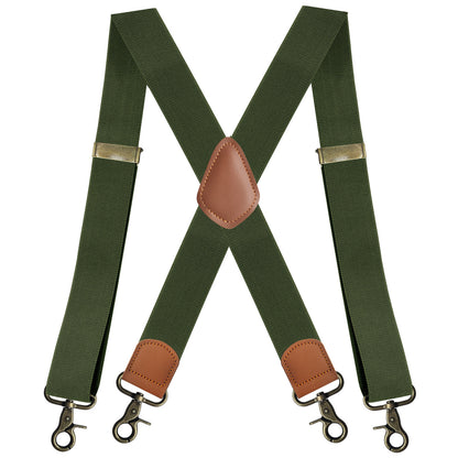 Elastic Straps X-type Suit Pants Suspenders Bronze Hook Buckle Strap Clip