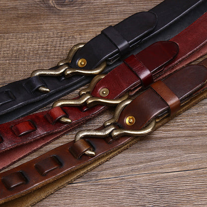 Men's Retro Thick Vegetable Tanned Cowhide Leather Belt