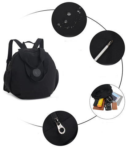 Black Round Bags Women Fashion Large Capacity Multifunctional Backpack Shoulder Bag Handbag