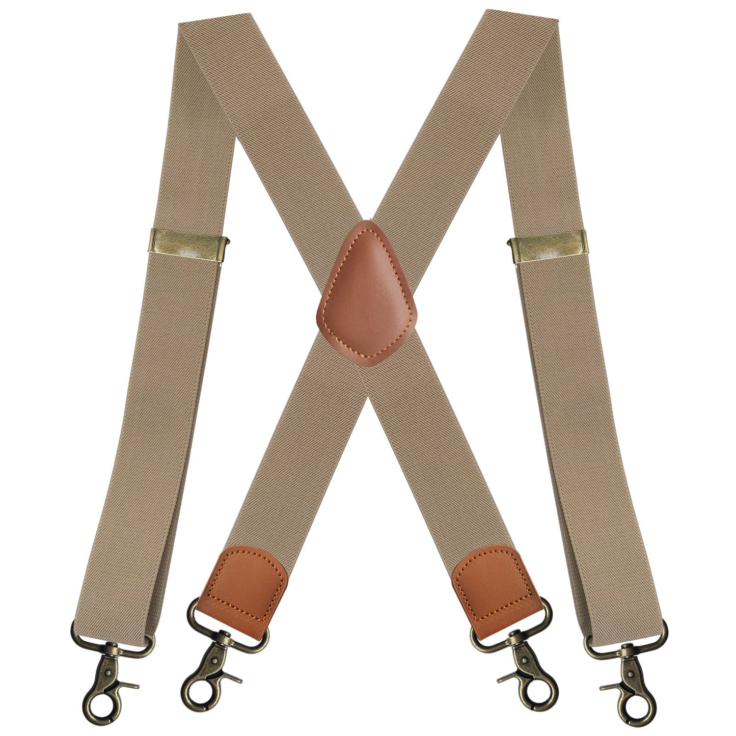 Elastic Straps X-type Suit Pants Suspenders Bronze Hook Buckle Strap Clip